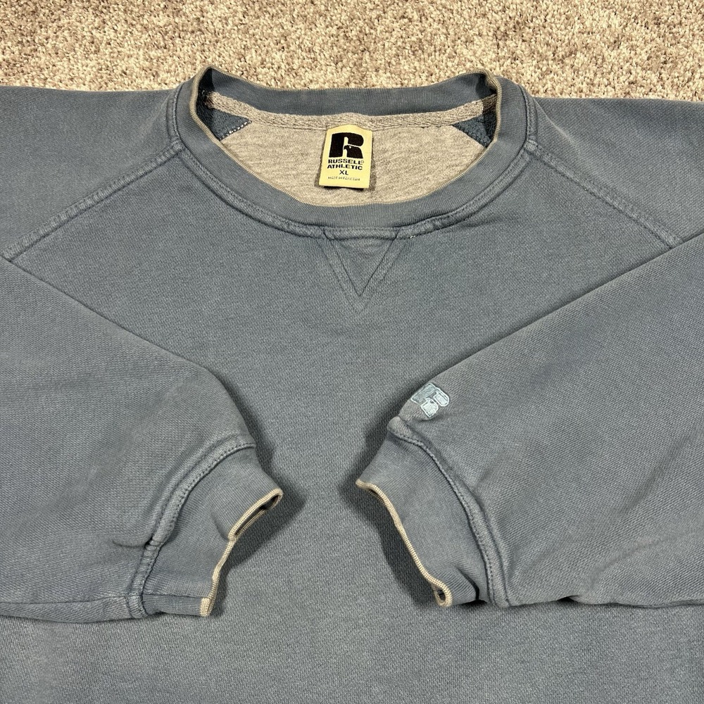 Vintage Russell Athletic Crewneck Sweatshirt Mens XL Slate Blue Blank Y2K 90s